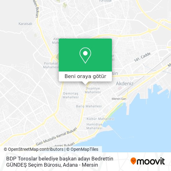 BDP Toroslar belediye başkan adayı Bedrettin GÜNDEŞ Seçim Bürosu harita