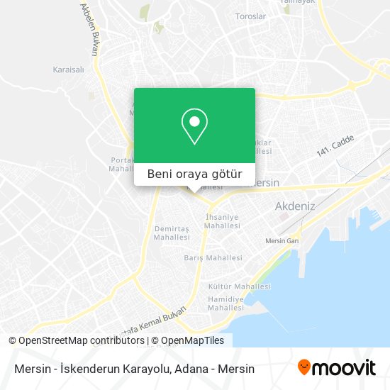 Mersin - İskenderun Karayolu harita