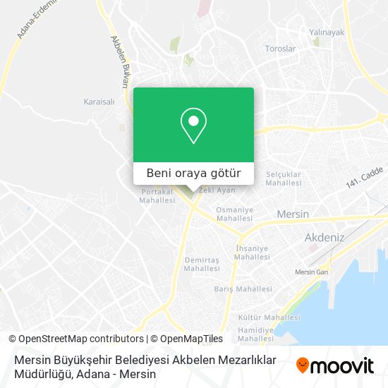 Mersin Büyükşehir Belediyesi Akbelen Mezarlıklar Müdürlüğü harita