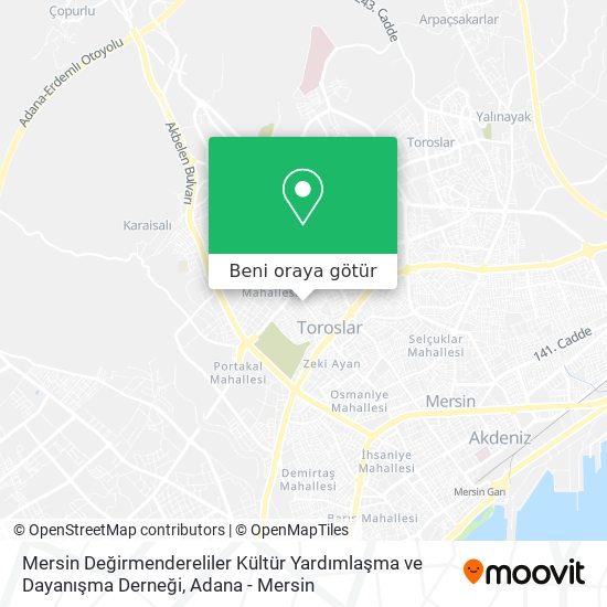 Mersin Değirmendereliler Kültür Yardımlaşma ve Dayanışma Derneği harita