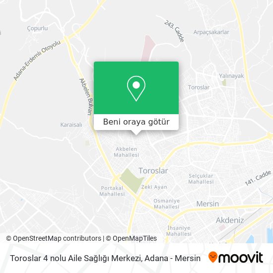 Toroslar 4 nolu Aile Sağlığı Merkezi harita