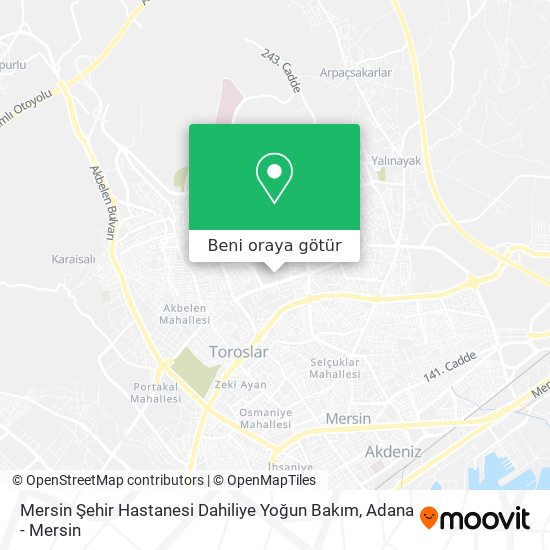 Mersin Şehir Hastanesi Dahiliye Yoğun Bakım harita