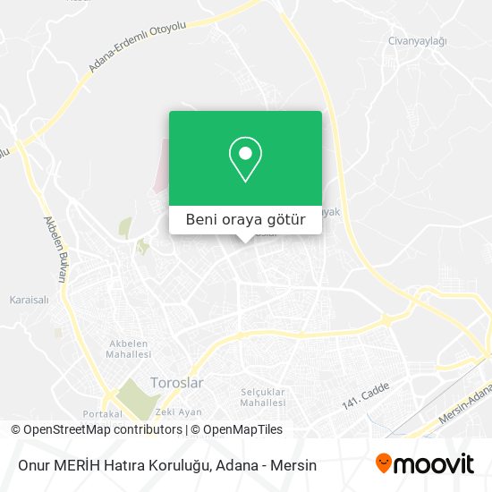 Onur MERİH Hatıra Koruluğu harita