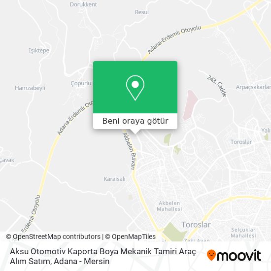 Aksu Otomotiv Kaporta Boya Mekanik Tamiri Araç Alım Satım harita