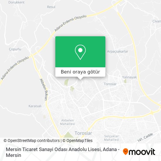 Mersin Ticaret Sanayi Odası Anadolu Lisesi harita