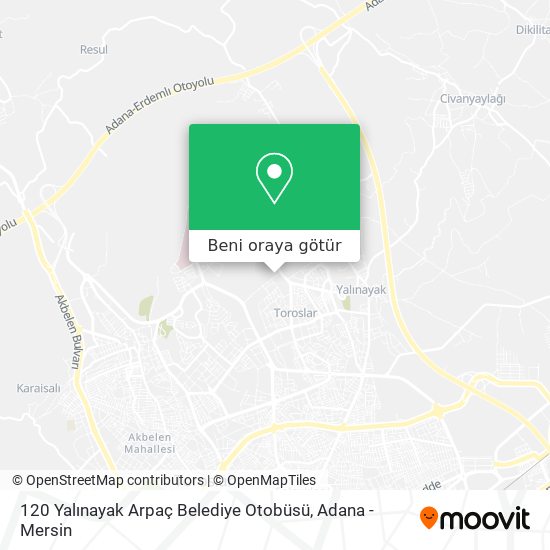 120 Yalınayak Arpaç Belediye Otobüsü harita