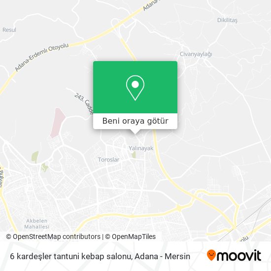 6 kardeşler tantuni kebap salonu harita