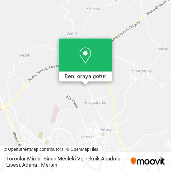Toroslar Mimar Sinan Mesleki Ve Teknik Anadolu Lisesi harita