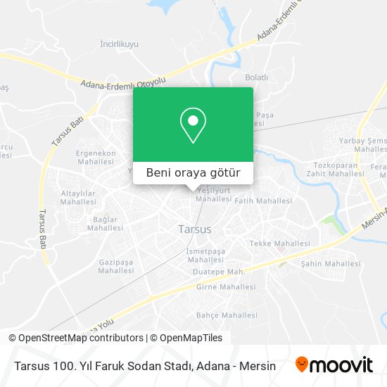 Tarsus 100. Yıl Faruk Sodan Stadı harita