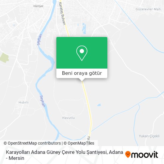 Karayolları Adana Güney Çevre Yolu Şantiyesi harita