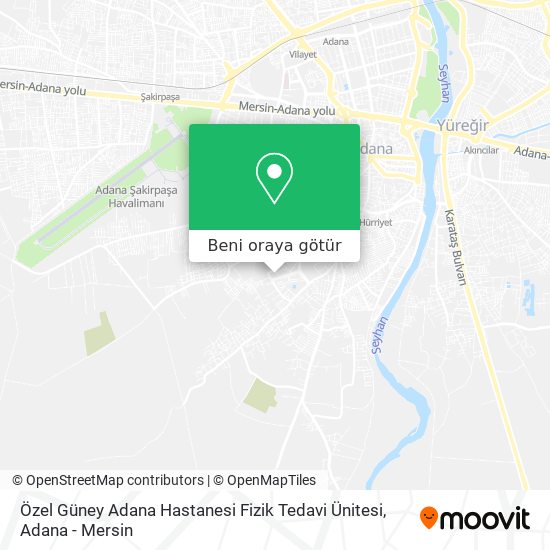 Özel Güney Adana Hastanesi Fizik Tedavi Ünitesi harita