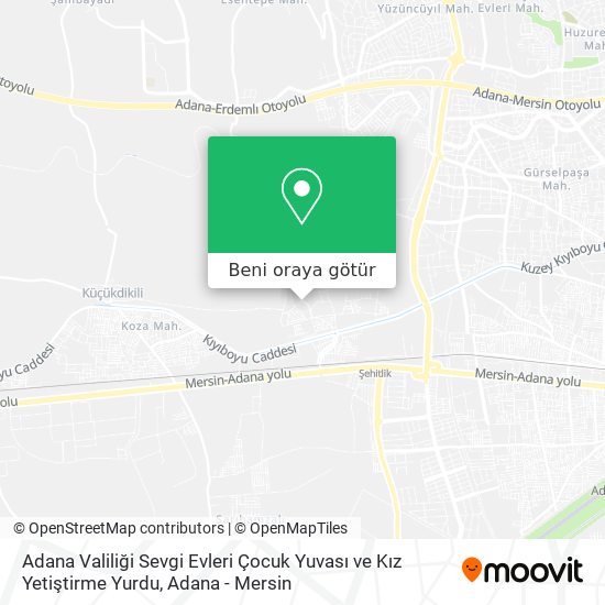 Adana Valiliği Sevgi Evleri Çocuk Yuvası ve Kız Yetiştirme Yurdu harita