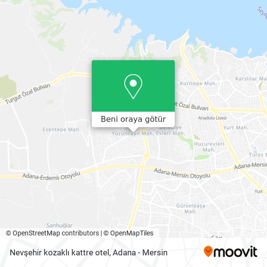 Nevşehir kozaklı kattre otel harita