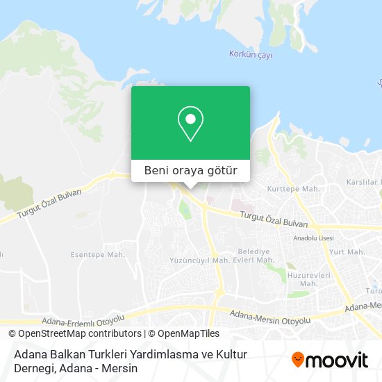 Adana Balkan Turkleri Yardimlasma ve Kultur Dernegi harita