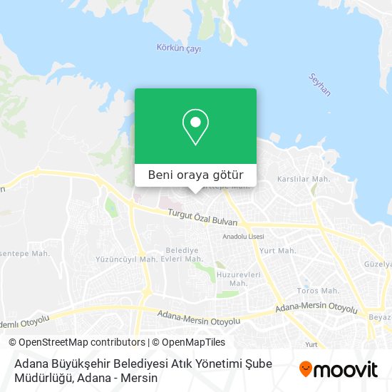 Adana Büyükşehir Belediyesi Atık Yönetimi Şube Müdürlüğü harita