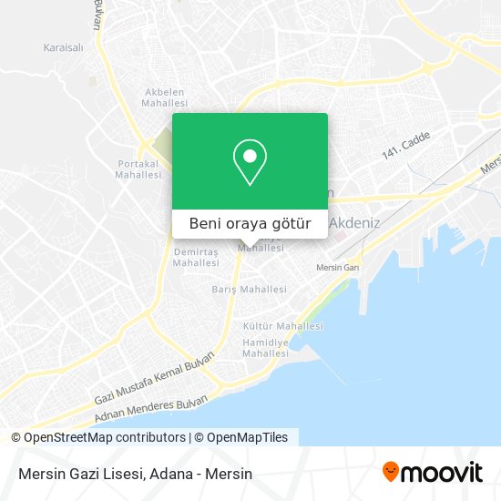 Mersin Gazi Lisesi harita