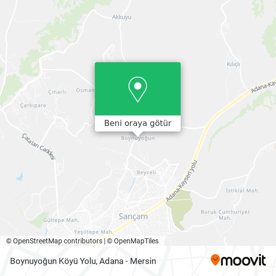 Boynuyoğun Köyü Yolu harita