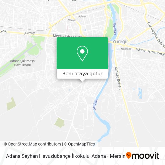 Adana Seyhan Havuzlubahçe İlkokulu harita
