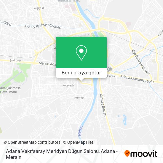 Adana Vakıfsaray Meridyen Düğün Salonu harita