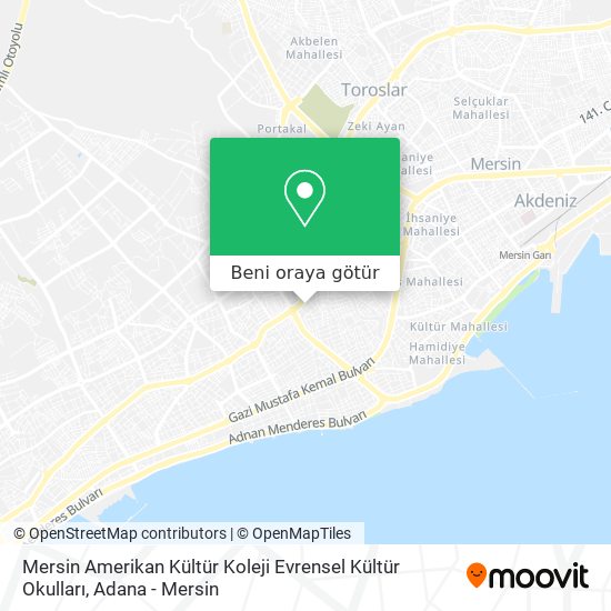 Mersin Amerikan Kültür Koleji Evrensel Kültür Okulları harita