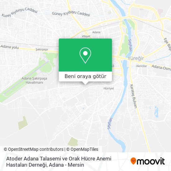 Atoder Adana Talasemi ve Orak Hücre Anemi Hastaları Derneği harita