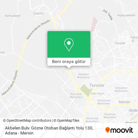 Akbelen Bulv. Gözne Otoban Bağlantı Yolu 130 harita