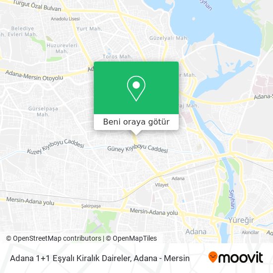 Adana 1+1 Eşyalı Kiralık Daireler harita