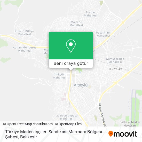 Türkiye Maden İşçileri Sendikası Marmara Bölgesi Şubesi harita