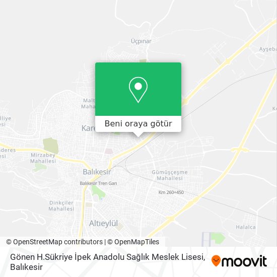 Gönen H.Sükriye İpek Anadolu Sağlık Meslek Lisesi harita