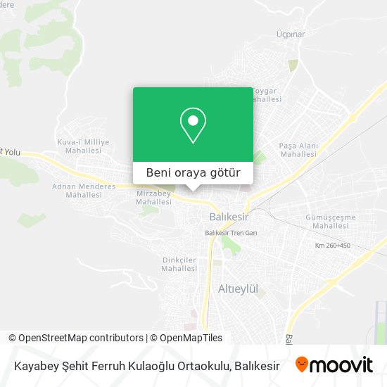 Kayabey Şehit Ferruh Kulaoğlu Ortaokulu harita