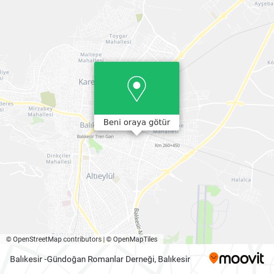 Balıkesir -Gündoğan Romanlar Derneği harita