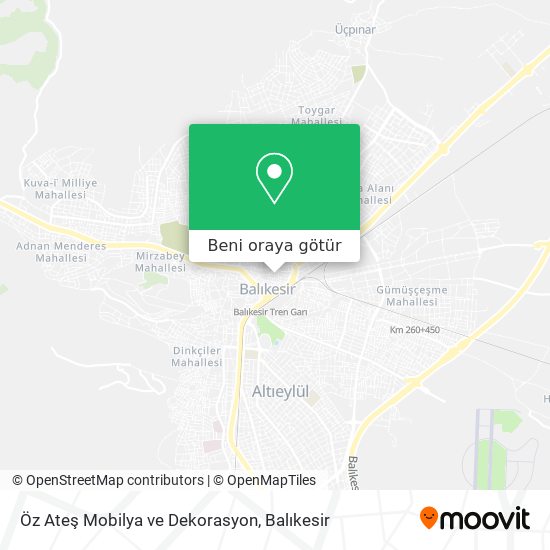 Öz Ateş Mobilya ve Dekorasyon harita