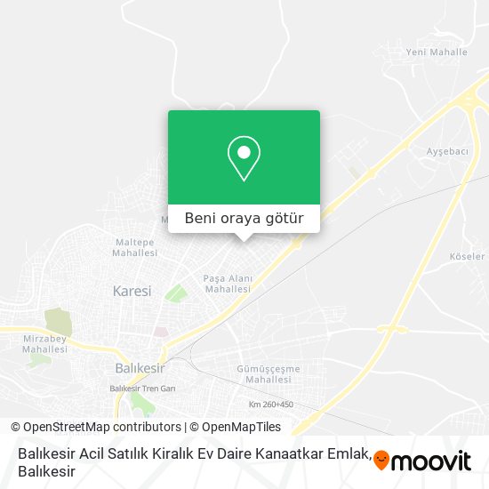 Balıkesir Acil Satılık Kiralık Ev Daire Kanaatkar Emlak harita