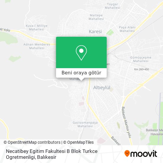 Necatibey Egitim Fakultesi B Blok Turkce Ogretmenligi harita