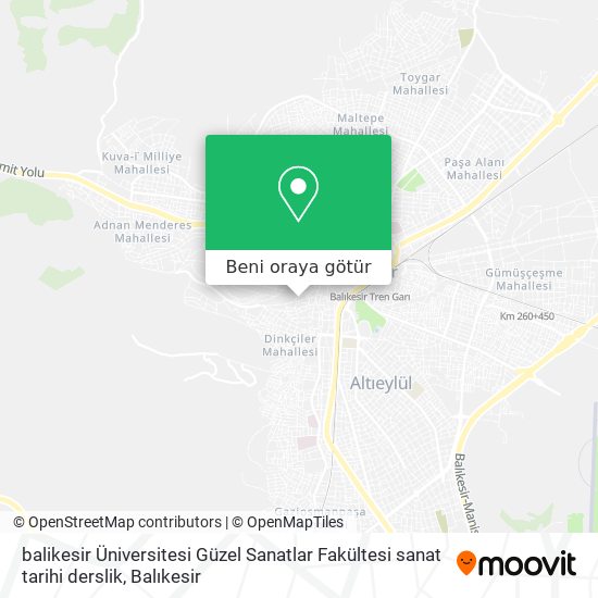 balikesir Üniversitesi Güzel Sanatlar Fakültesi sanat tarihi derslik harita