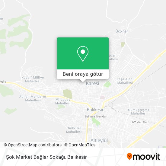 Şok Market Bağlar Sokağı harita