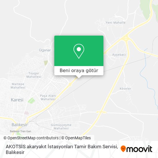 AKOTSİS akaryakıt İstasyonları Tamir Bakım Servisi harita