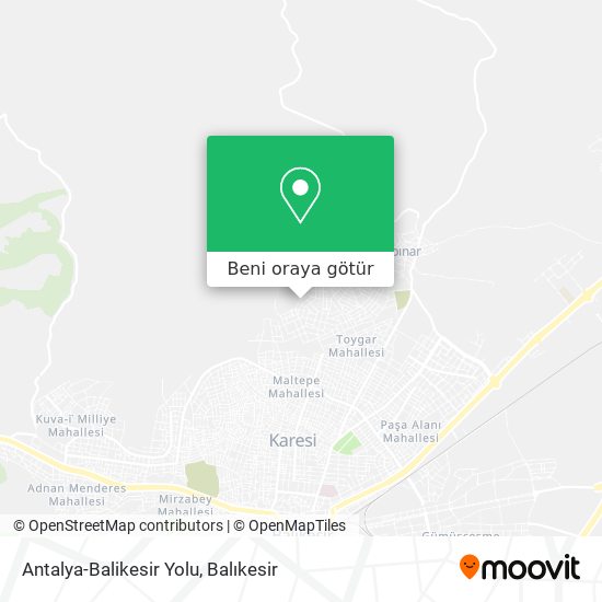 Antalya-Balikesir Yolu harita