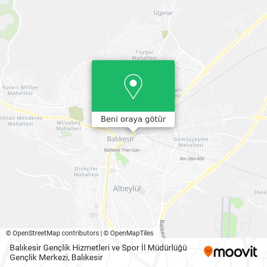 Balıkesir Gençlik Hizmetleri ve Spor İl Müdürlüğü Gençlik Merkezi harita