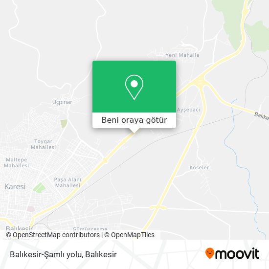 Balıkesir-Şamlı yolu harita