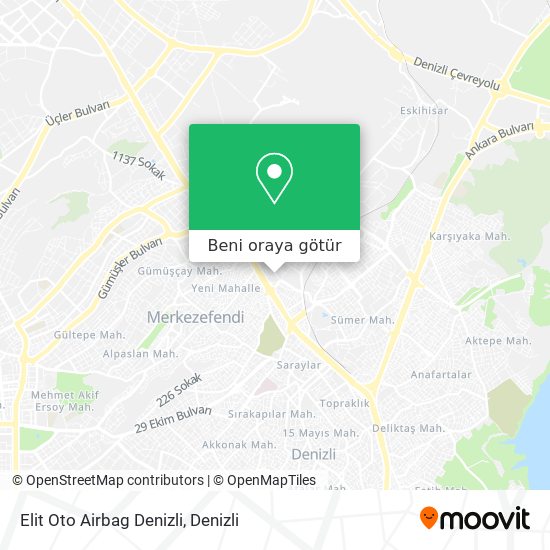 Elit Oto Airbag Denizli harita