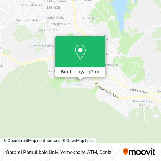 Garanti Pamukkale Üniv. Yemekhane ATM harita