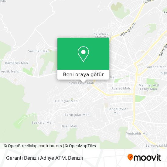 Garanti Denizli Adliye ATM harita