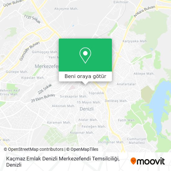 Kaçmaz Emlak Denizli Merkezefendi Temsilciliği harita