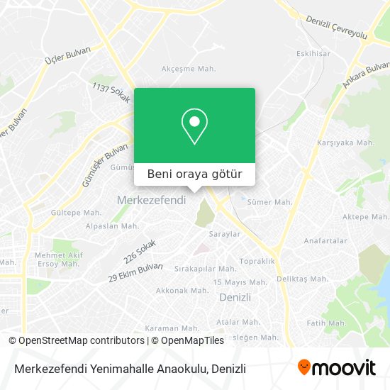 Merkezefendi Yenimahalle Anaokulu harita