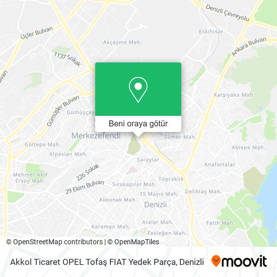 Akkol Ticaret OPEL Tofaş FIAT Yedek Parça harita