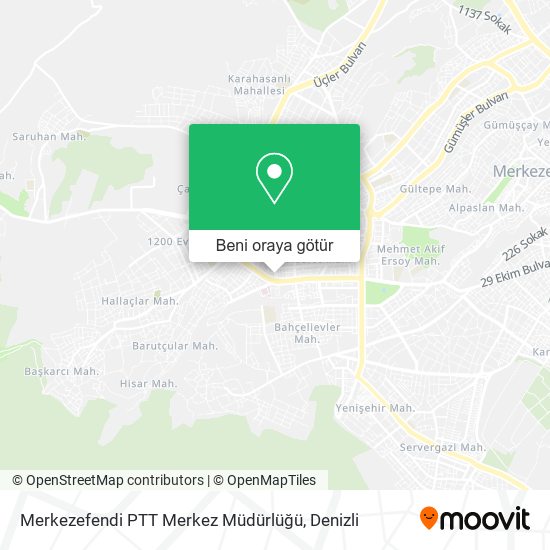 Merkezefendi PTT Merkez Müdürlüğü harita