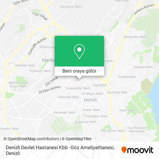 Denizli Devlet Hastanesi Kbb -Göz Ameliyathanesi harita