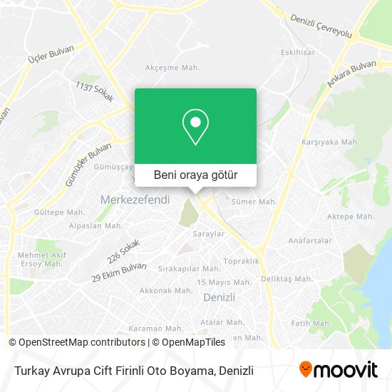 Turkay Avrupa Cift Firinli Oto Boyama harita