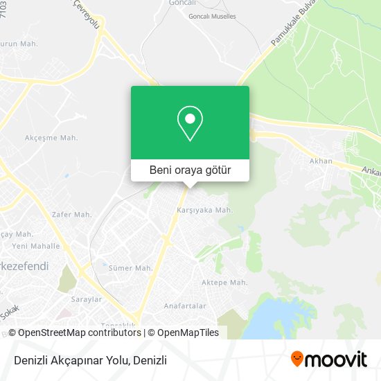 Denizli Akçapınar Yolu harita